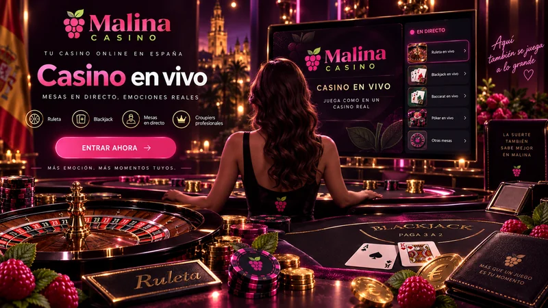 Mesa de ruleta con crupier en directo en el casino en vivo de Malina