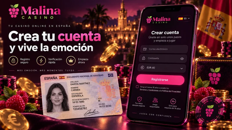 Formulario de registro de Malina Casino con selección de moneda en euros